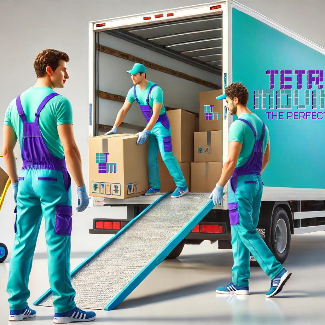 Tetris Moving employees unpacking a truck