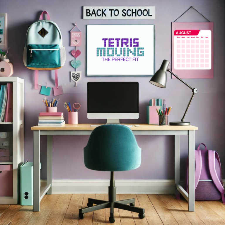 Student workspace with Tetris Logo on a whiteboard