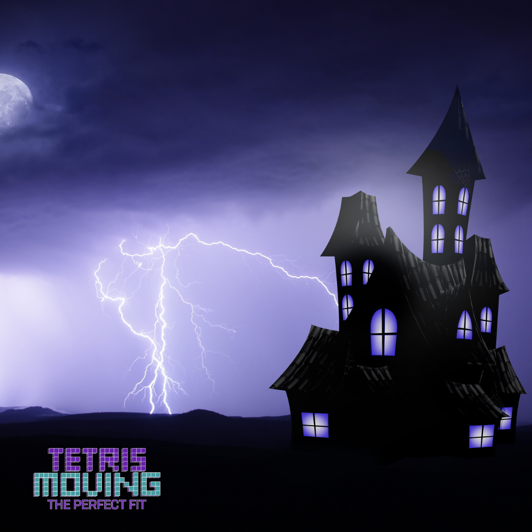 Haunted House with lightning in the background