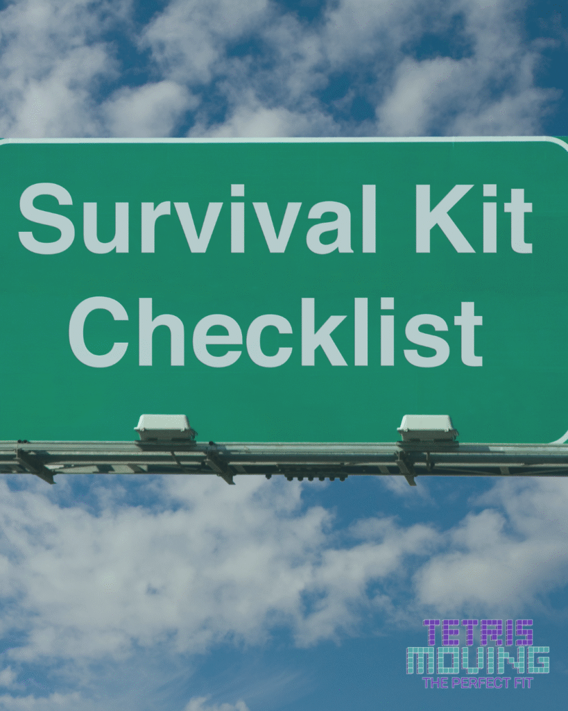 Road sign that says "Survival Kit Checklist"
