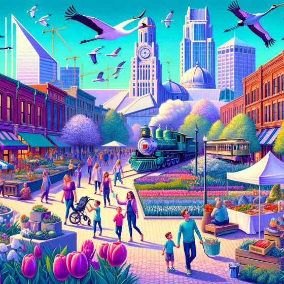 DALL·E 2024-03-27 19.32.43 - A vibrant and engaging digital painting that showcases the essence of spring in Omaha, Nebraska, focusing on the activities mentioned. The scene inclu